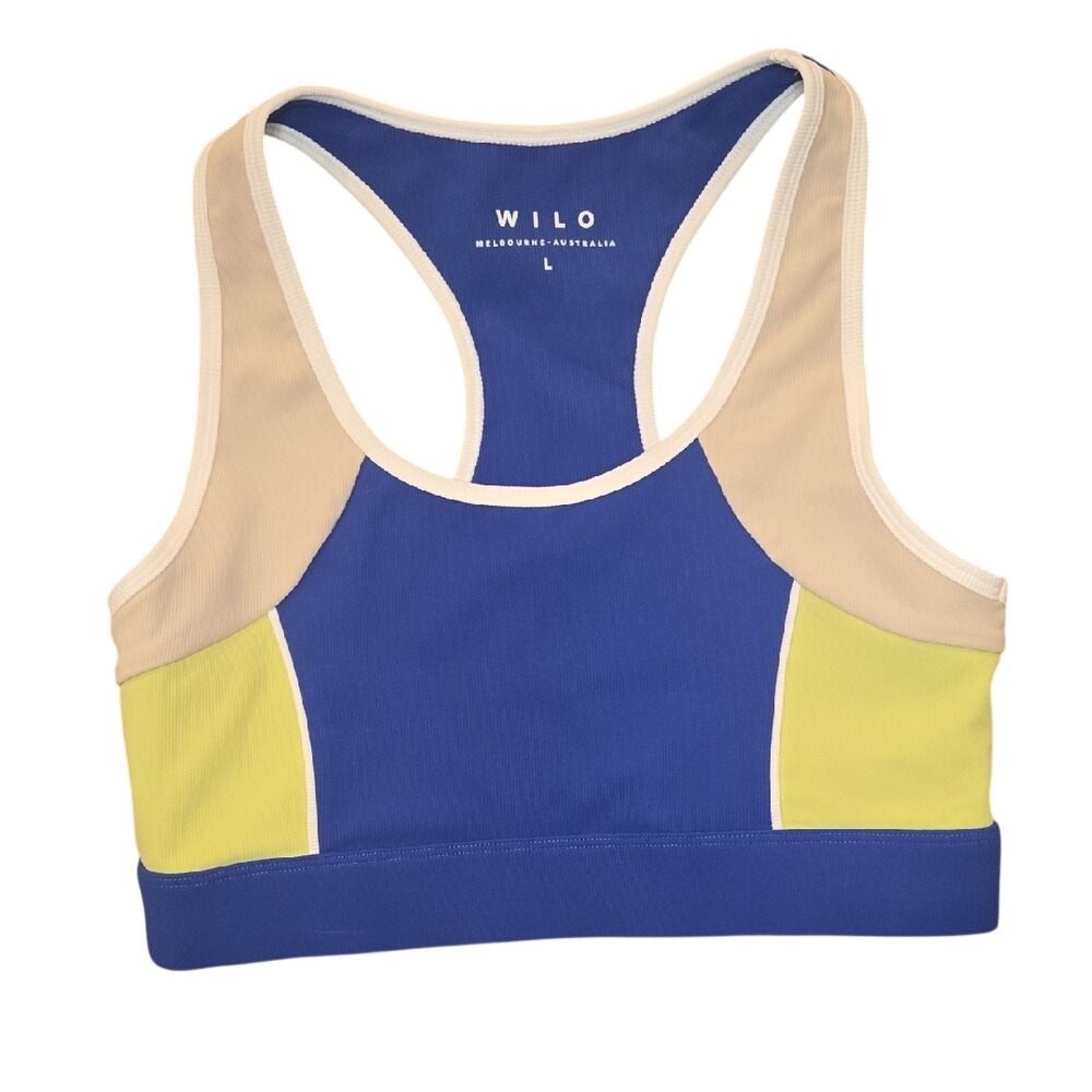 Wilo The Label Ribbed Racer Sports Bra Cobalt Blue Athleisure Yoga‎ Size Large